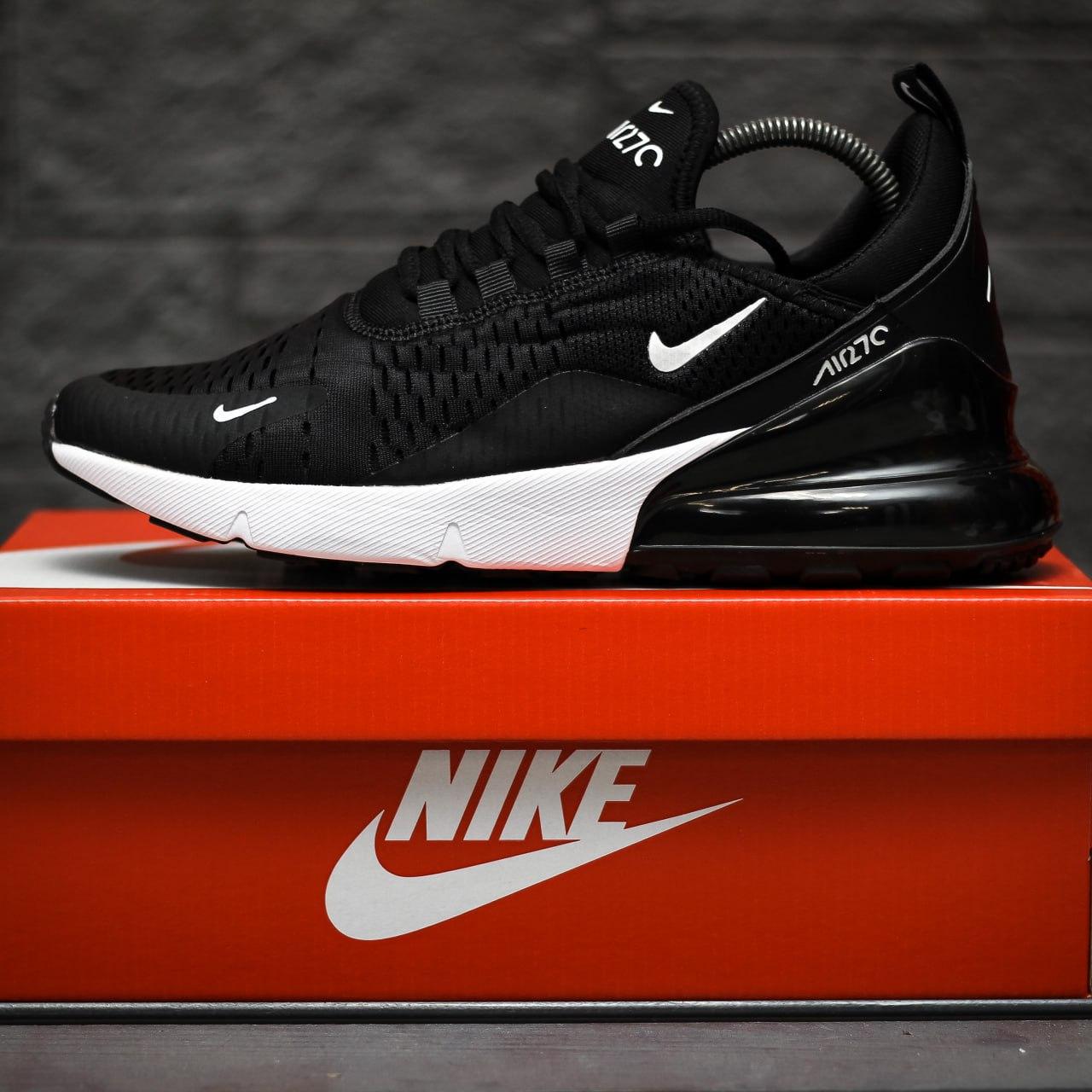 Чоловічі кросівки Nike Air Max 270 (чорні з білим) якісні повітропроникні спортивні кроси 2231 топ, фото 1