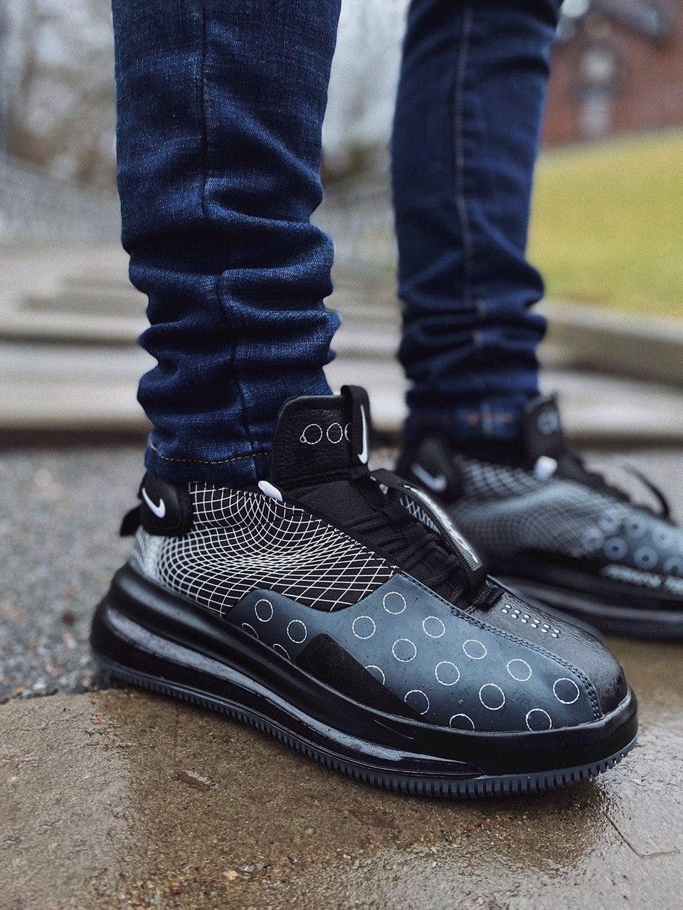Чоловічі кросівки Nike DMSX Air Max 720 Waves Black/Gray (чорні із сірим) непромокальні кроси 302TP топ, фото 1