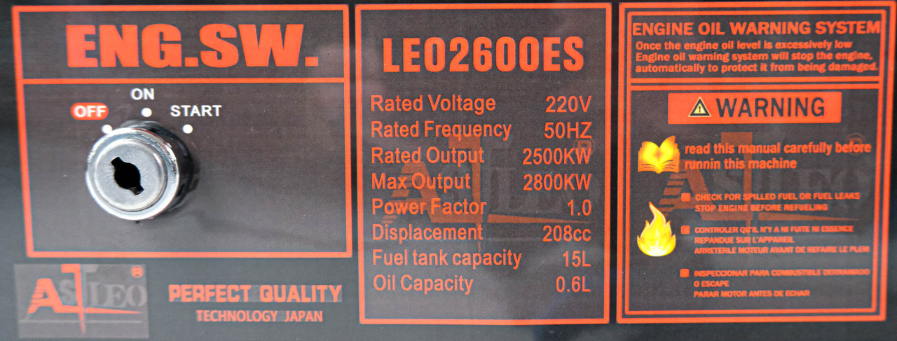 Бензиновый генератор ASTLEO LEO 2600 ES (электростартер) - фото 2 - id-p1774196149