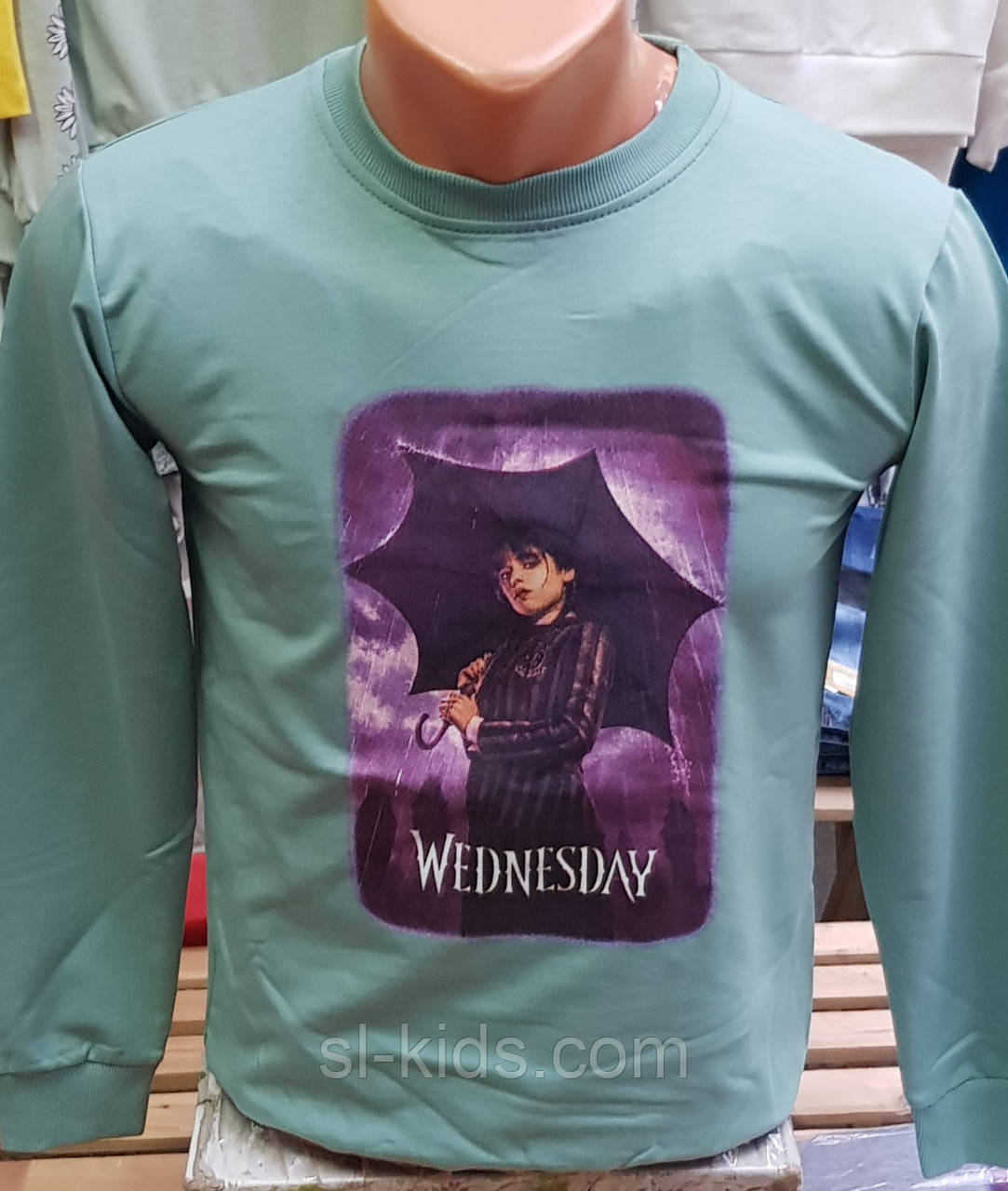 Реглан дитячий Wednesday для дівчинки (м"ятний) 152-176 см (роздріб)