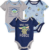 3-6 Months Grey/Navy/Blue Набор из трех боди для мальчика «Звездные войны» - Baby Yoda Baby Clothing