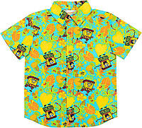 Blue 14-16 Гавайская рубашка с короткими рукавами и пуговицами для мальчиков Nickelodeon SpongeBob Square