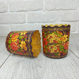 Паперова форма для пасок 100-150 г (d70 h85) з візерунком «Жостово», 50 шт/у одноразові форми для випікання пасок