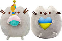 Набор Мягких игрушек Пушин кэт Pusheen cat S&T с сердцем 21х25см и с кексом 21х25см Серый (vol-10102)