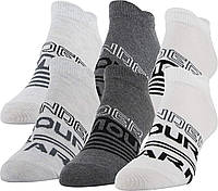 White/Gray Assorted Medium Легкие женские носки-невидимки Under Armour Essential 2.0, 6 пар