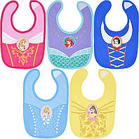 One Size Princess Disney Princess Girls 5 Pack Bibs Belle Cinderella Snow White Ariel Aurora