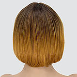 Перука каре з термоволосся 180℃ Kristal AT омбре, перехід із шоколадного кольору в приглушений каштановий/рудий, фото 5