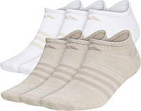 Large Alumina Beige/Light Brown/White Adidas Mens Superlite No Show Socks (6 пар)