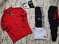 Комплект 6 в 1 мужской спортивный костюм Adidas ( Кофта, штаны, шорты, футолка и 2 пары носков) вместе дешевле