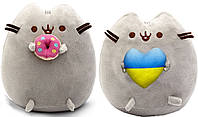 Набор Мягких игрушек Пушин кэт Pusheen cat S&T с сердцем 23х25см и с пончиком 23х25см Серый (n-10103)