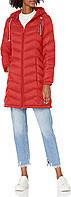Large Crimson Женский пуховик средней длины Tommy Hilfiger с капюшоном и сумкой на шнурке