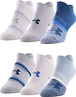 Breaker Blue/White/Deep Sea Medium Легкие женские носки-невидимки Under Armour Essential 2.0, 6 пар