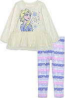 10 White Disney Frozen Elsa Anna Комплект одежды из футболки и леггинсов для девочек Frozen от младенца д