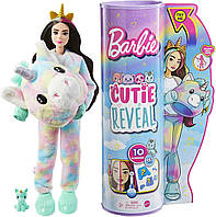 Unicorn Кукла Барби, плюшевый костюм единорога Cutie Reveal, кукла с 10 сюрпризами, мини-единорог, измене