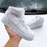 Женские кроссовки Nike Air Force кожаные стильные на липучке белые 37