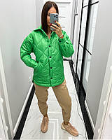 Жіноча стильна демісезонна куртка-сорочка на синтепоні, фото 7