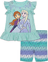 7-8 White Stripe Disney Frozen Princess Anna Elsa Комплект одежды для новорожденных девочек с футболкой и