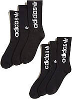 6-12 Black/ White Adidas Mens 6 Pack Athletic Crew Socks (Обувь: 6-13)