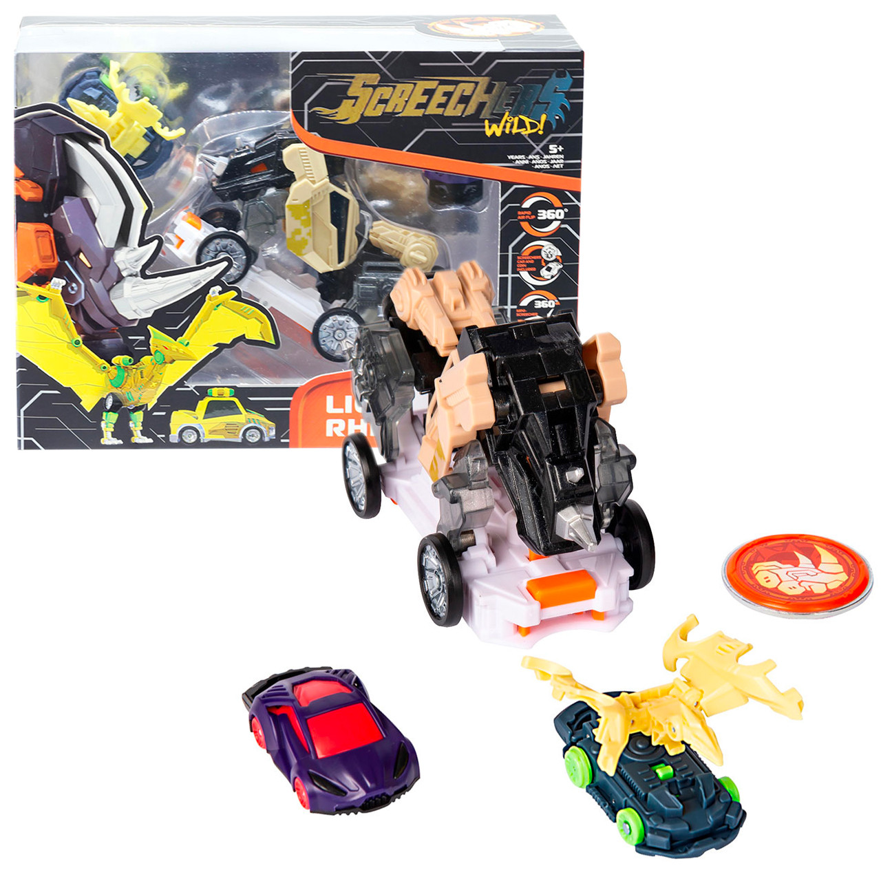 Машинка-трансформер Дикі Скрічери SCREECHERS WILD! S4 L3 - Лайтнинг Райно EU685303, фото 1