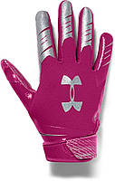 Tropic Pink (654)/Metallic Silver Youth Large Футбольные перчатки Under Armour F7 для мальчиков