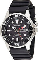 Casio мужской ремешок из кварцевой смолы из нержавеющей стали, черный, повседневные часы 22 (модель: MTP-