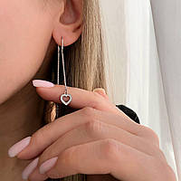 Срібні Сережки протяжки Сердечко