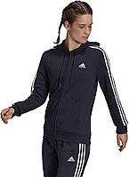 X-Small Legend Ink/White adidas Женская хлопковая флисовая худи с 3 полосками и полной молнией Essentials