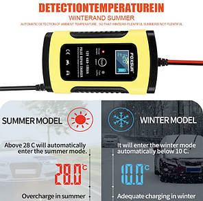Зарядний пристрій Foxsur  для автомобільного аккумулятора 5А 12В 4Аh-100Ah, розумна зарядка, фото 2