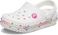 Big Kid (8-12 Years) 4 Big Kid White/Multi Crocs Unisex-Child Clogs Crocband Rainbow Band Clogs