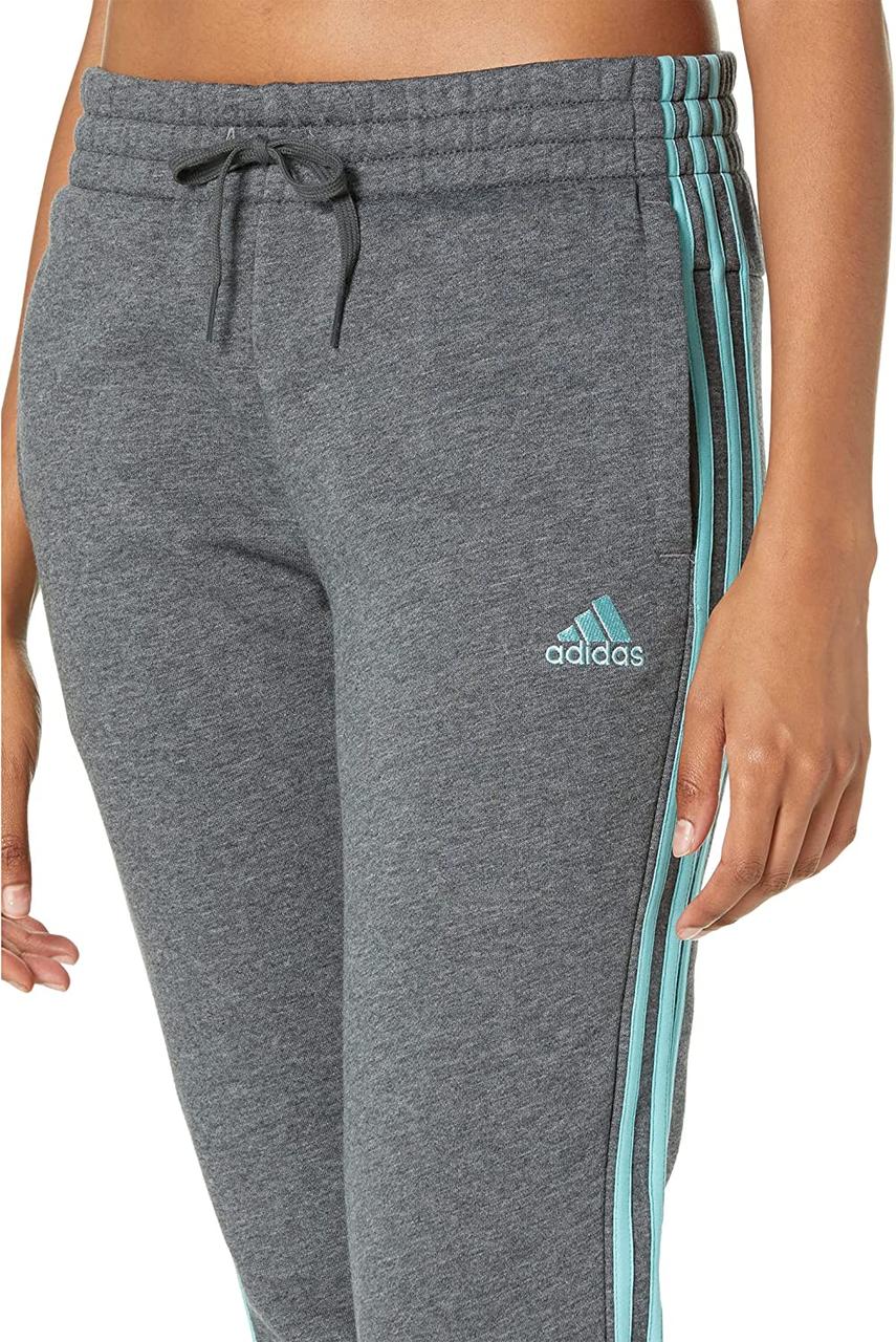 Small Dark Grey Heather/Mint Ton Жіночі жіночі штани Adidas Essentials із флісовими звуженими манжетами