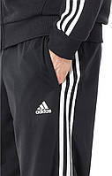 Large/31 Inseam Black/White Мужские спортивные штаны adidas Essentials с открытым подолом и 3 полосками "