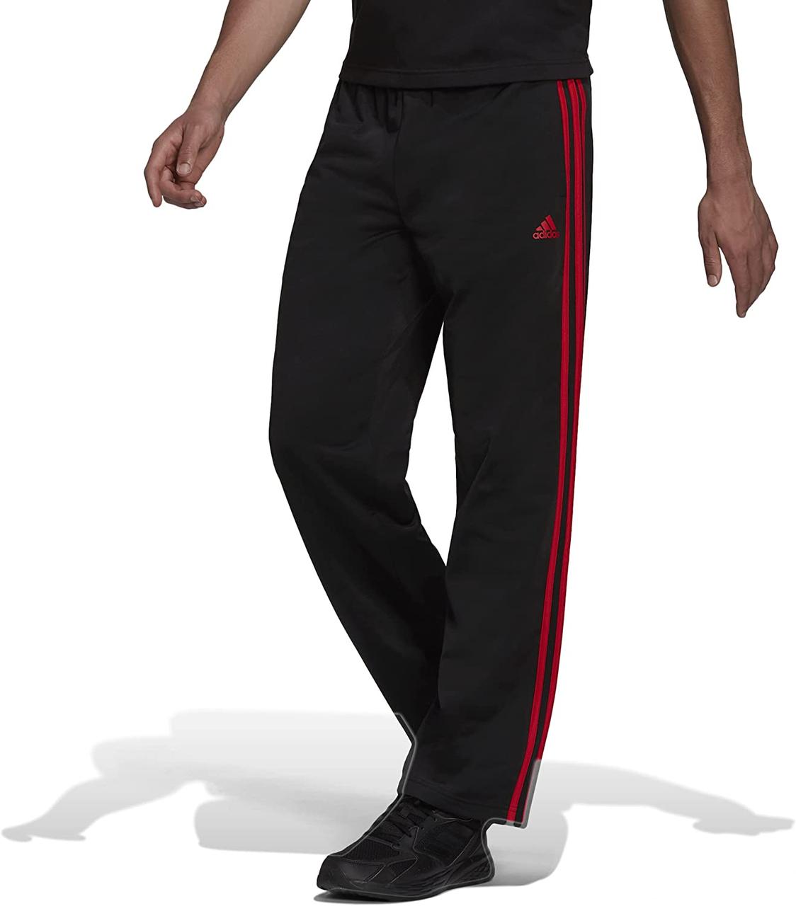 XX Large Tall Black Scarlet Adidas Men s Essentials Warm Up Open Hem 3 Stripes Tracksuit Bottoms BIGL.UA 1774199537