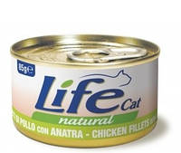 Консерва для взрослых кошек LifeCat мясо курицы и утки 85 г 422636