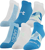 Radar Blue Assorted Medium Легкие женские носки-невидимки Under Armour Essential 2.0, 6 пар