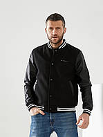 Мужская черная куртка Givenchy мужской бомбер черный с кожаными рукавами