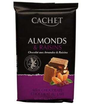 Молочний шоколад Cachet «Raisins&Almonds», 300 г