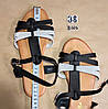 Супер ціна! Шкіряні (екошкіра) босоніжки сандалії пр.Туреччина (білі та чорні переплетення), фото 8