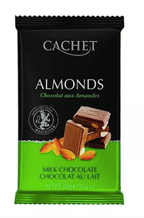 Молочний шоколад Cachet «Milk Chocolate & Almonds», з цільним мигдалем 300 г