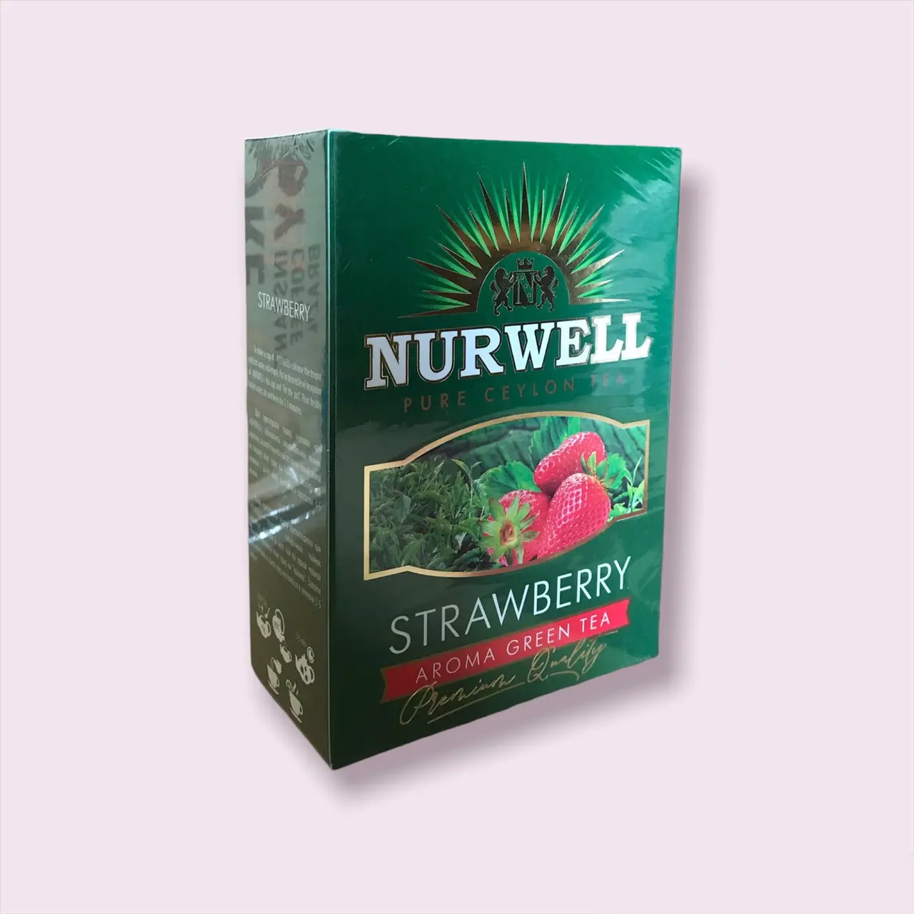 Великолистовий цейлонський зелений чай NURWELL з полуницею 100 грамів