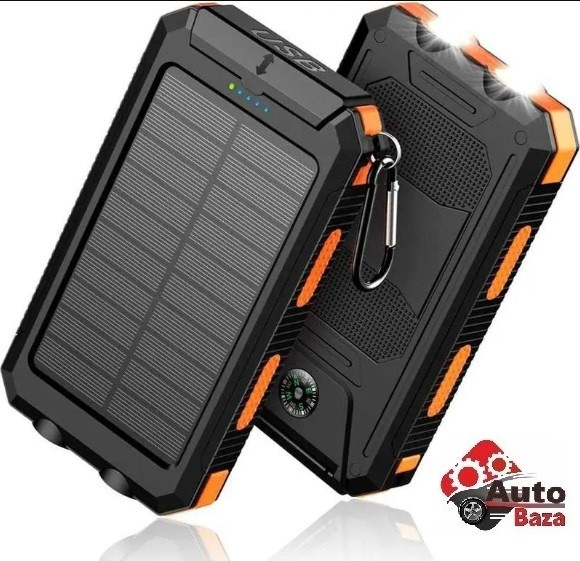 Повербанк 10000 mAh PowerBank (Солнечная батарея, Фонарь, Компас) Черно ...