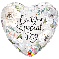 Фольгированный шарик Qualatex 18" (45 см) Сердце "On your special Day" Особенный день