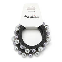 Резинка для волосся, мікрофібра з намистинами,2штуки