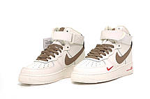 Кросівки Nike Air Force 1 High Yohood Rice Beige / Найк Аїр Форс 1 Йохуд Райс Високі Бежеві з Коричневим, фото 6