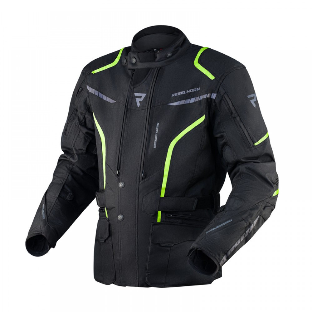 МОТОКУРТКА ТЕКСТИЛЬНА REBELHORN HIKER III BLACK/FLO YELLOW
