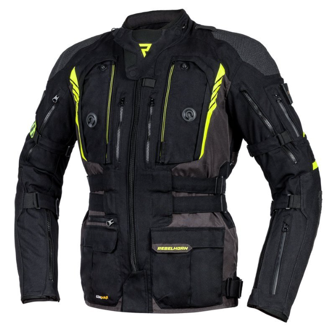МОТОКУРТКА ТЕКСТИЛЬНА REBELHORN PATROL BLACK/FLO YELLOW