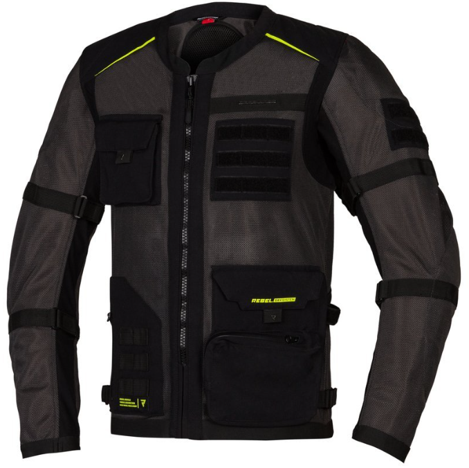 МОТОКУРТКА ТЕКСТИЛЬНА REBELHORN BRUTALE DARK GR/BL/FLO YELLOW