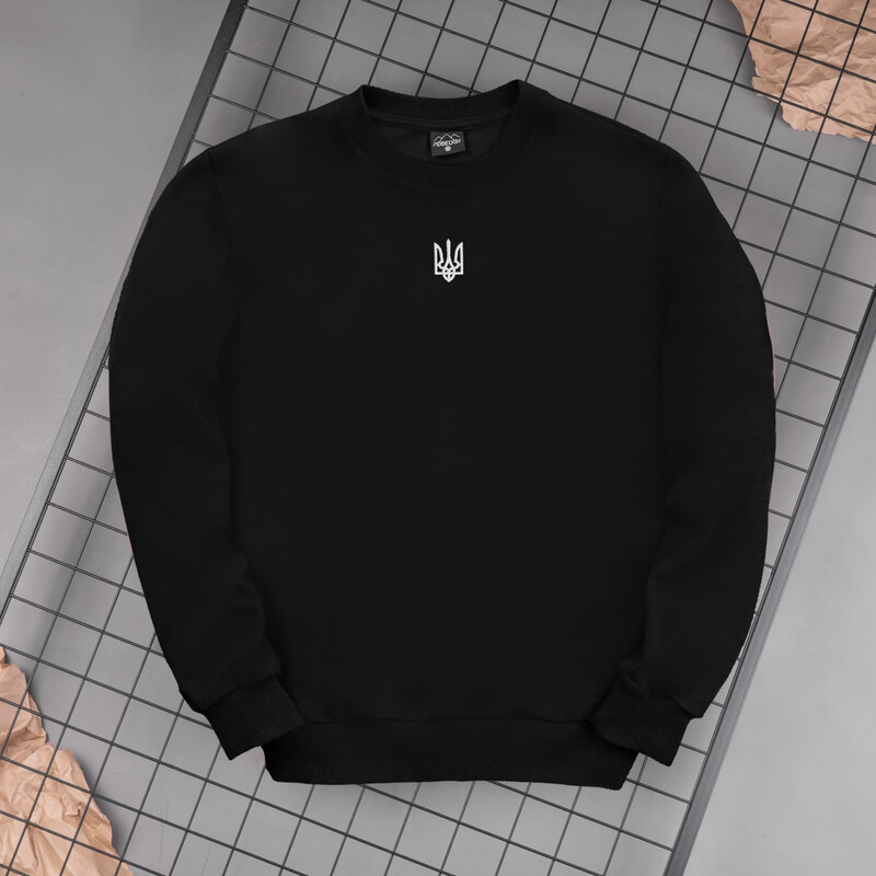 Світшот Pobedov чорний з білим вишитим гербом, фото 1