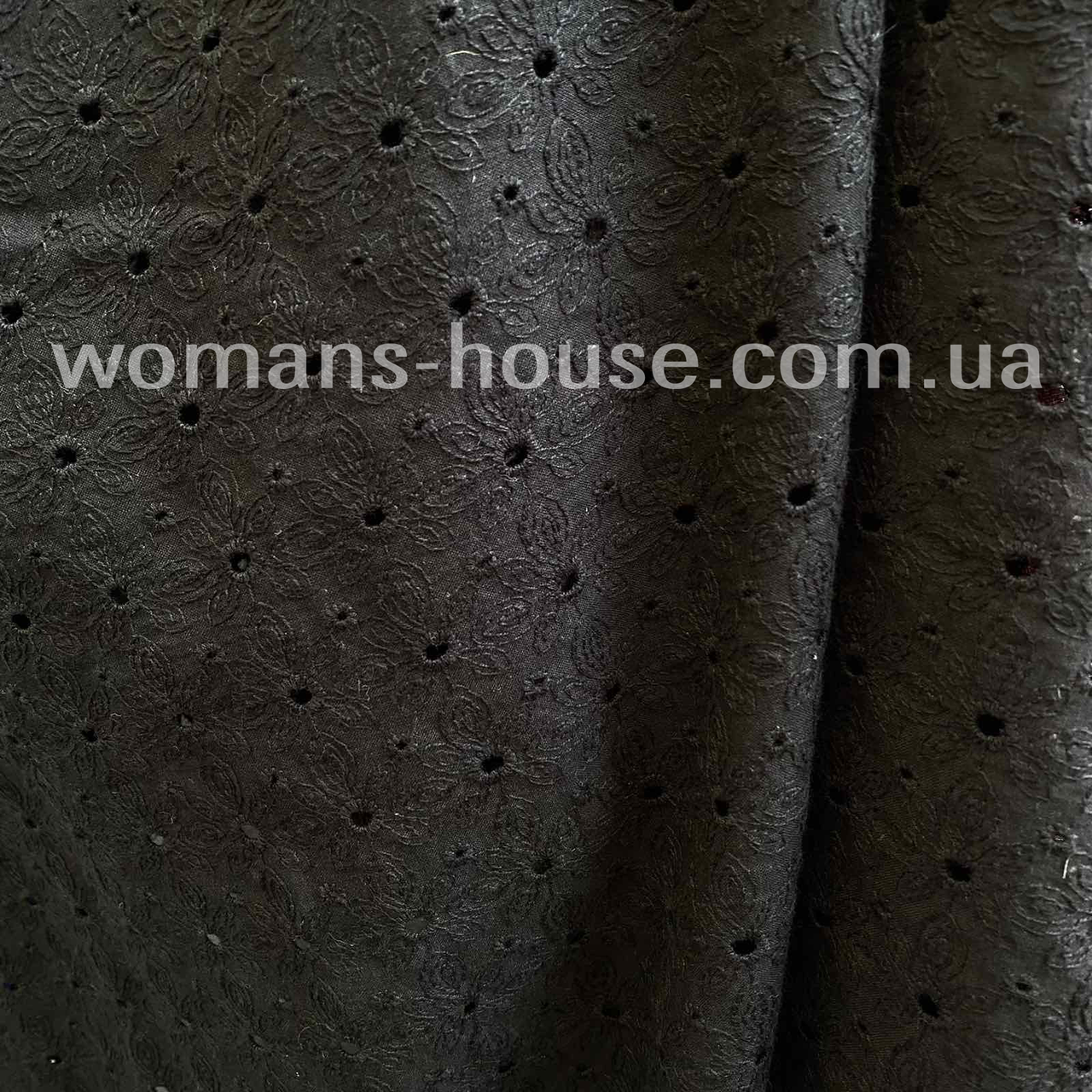 Тканина Батист вишивка прошва Чорний, фото 1