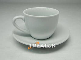 Порцеляновий кавова біла чашка з блюдцем 80 мл