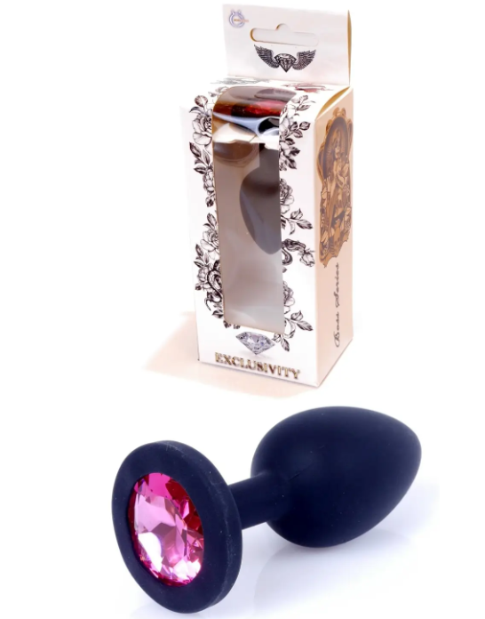 Силіконовий анальний затор Boss Series - Jewellery Black Silicon PLUG Small Pink S
